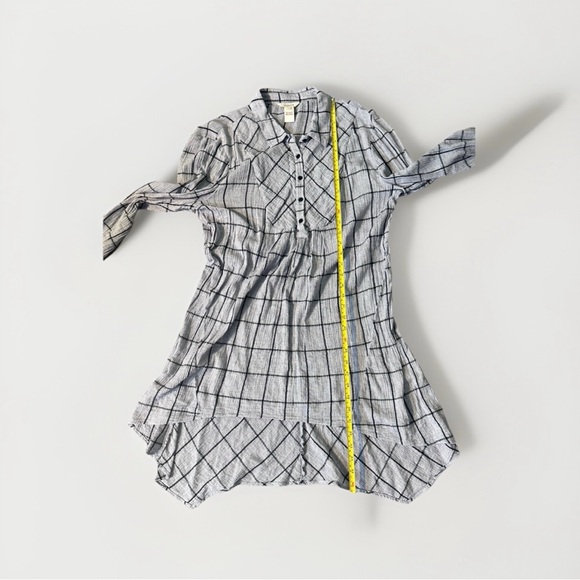 Sundance Grey‎ Black Windowpane Check Dress Tunic Top Cotton Hi Lo Large - Picture 13 of 13